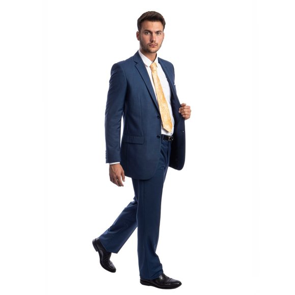Mens 2pc Modern Fit Suit Notch Lapel, Indigo Blue - Picture 4 of 5